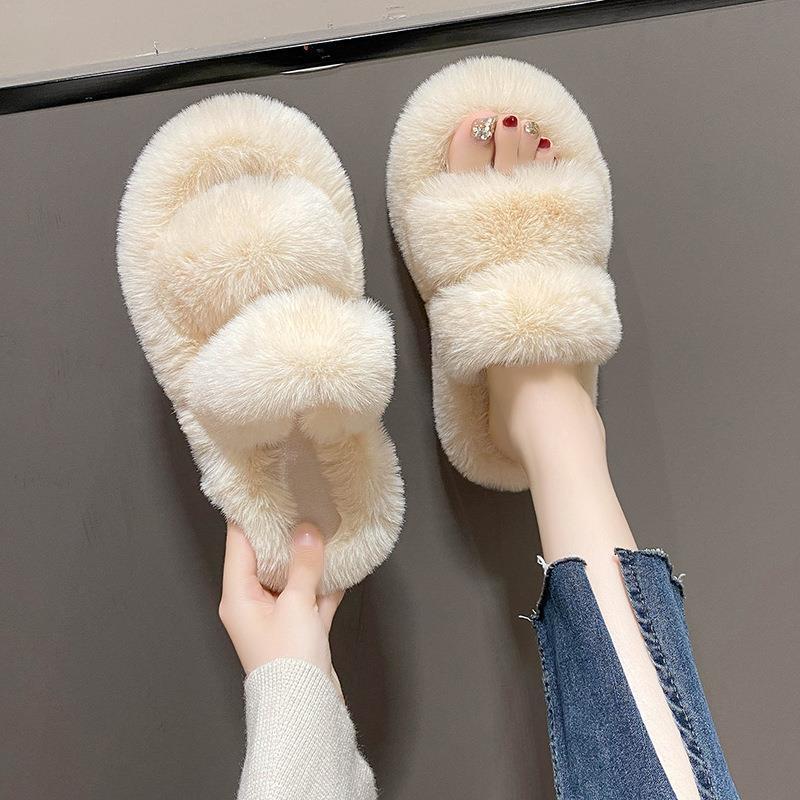 Women's Stylish And Lightweight Warm And Comfortable Home Plush Cotton Slippers