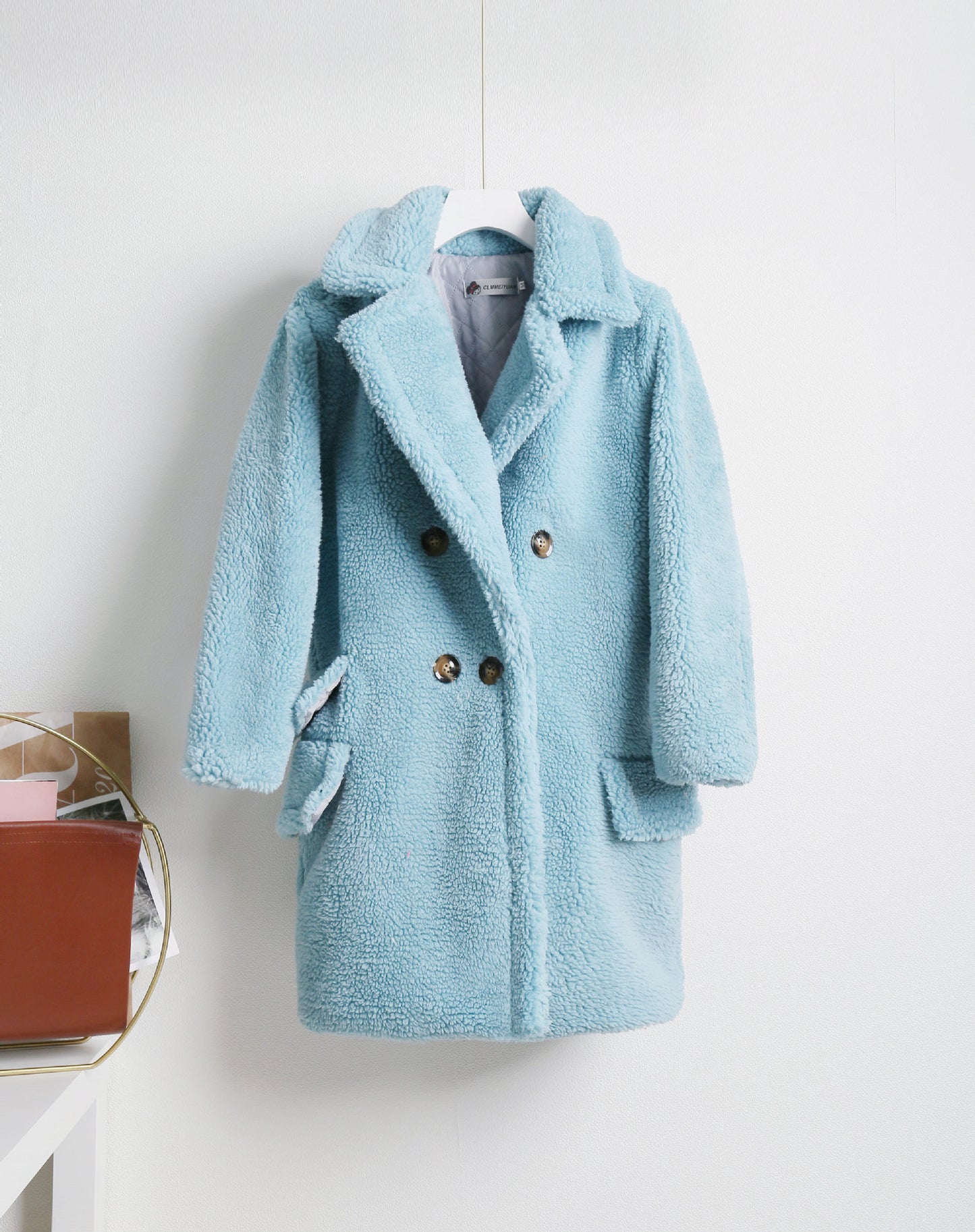 Teddy bear cashmere coat women