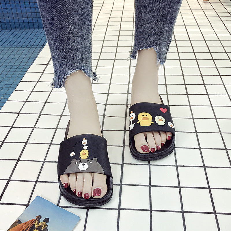 Household couple bathroom non-slip cartoon slippers