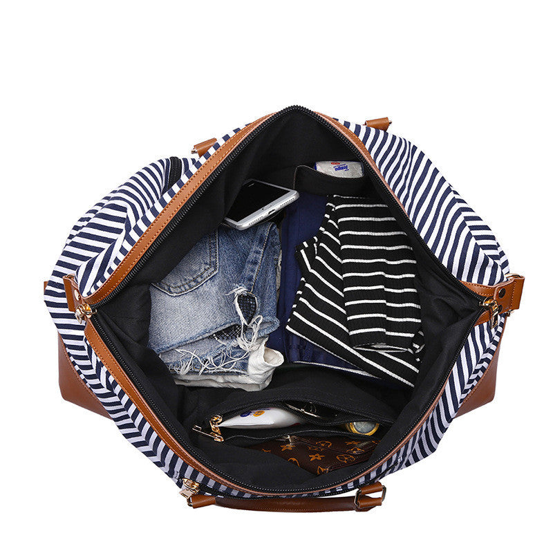 Striped Portable Messenger Travel Bag Travel Bag