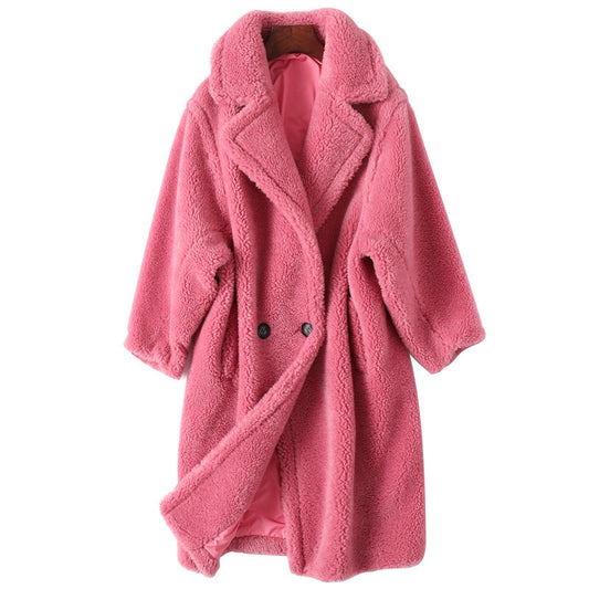 Granule Sheep Shearing Women Long Teddy Fur Coat