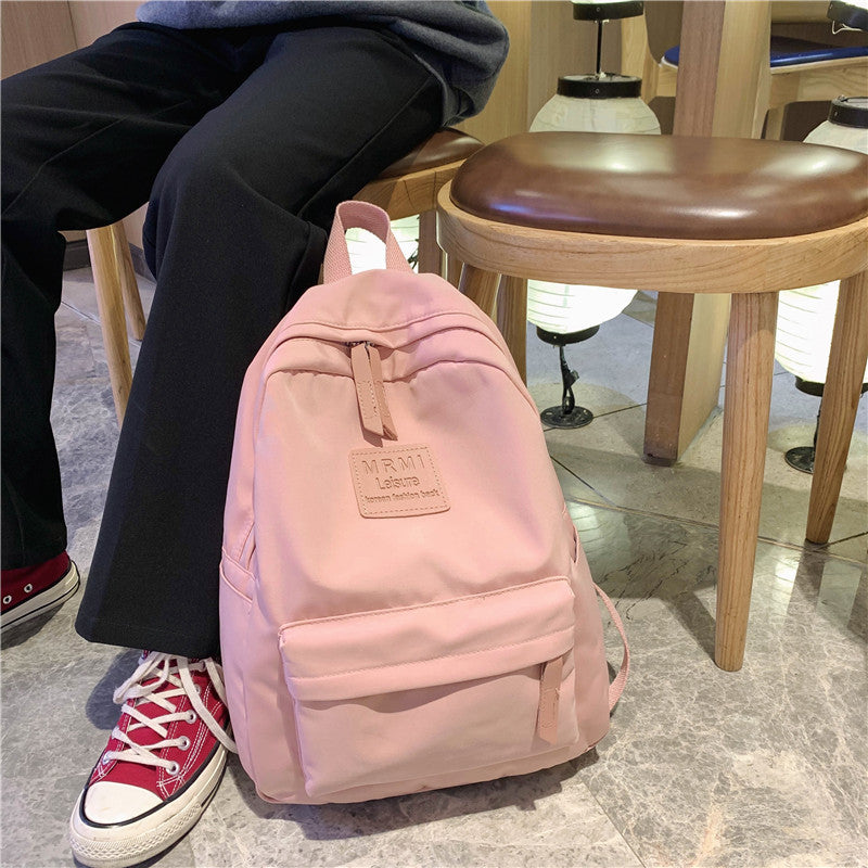 Solid Backpack For Men And Women Korean Version Junior High School Students Schoolbag Outdoor Large Capacity Travel Bags