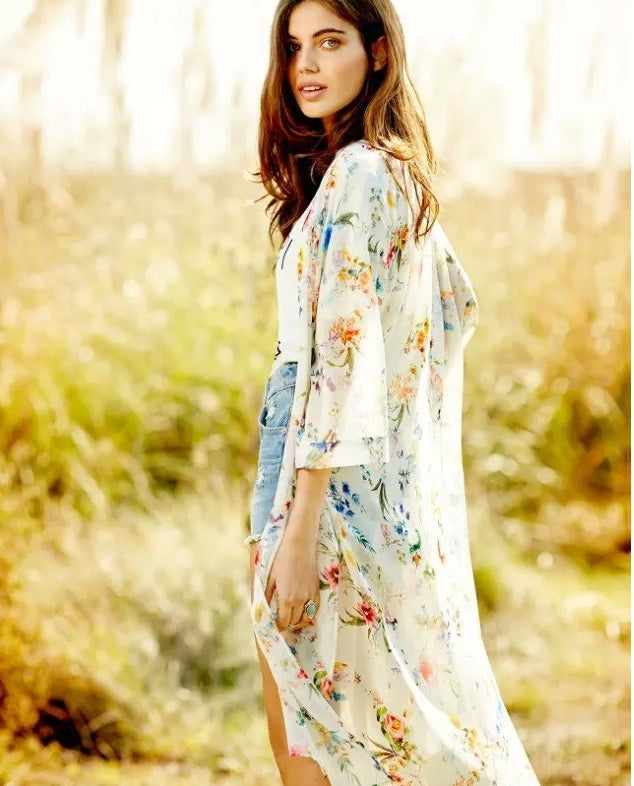 Lady shawls women dress flower print fashion Autumn coat