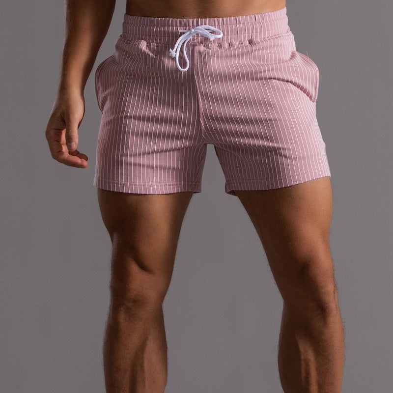 Vertical Stripe Cotton Fitness Running Shorts Men