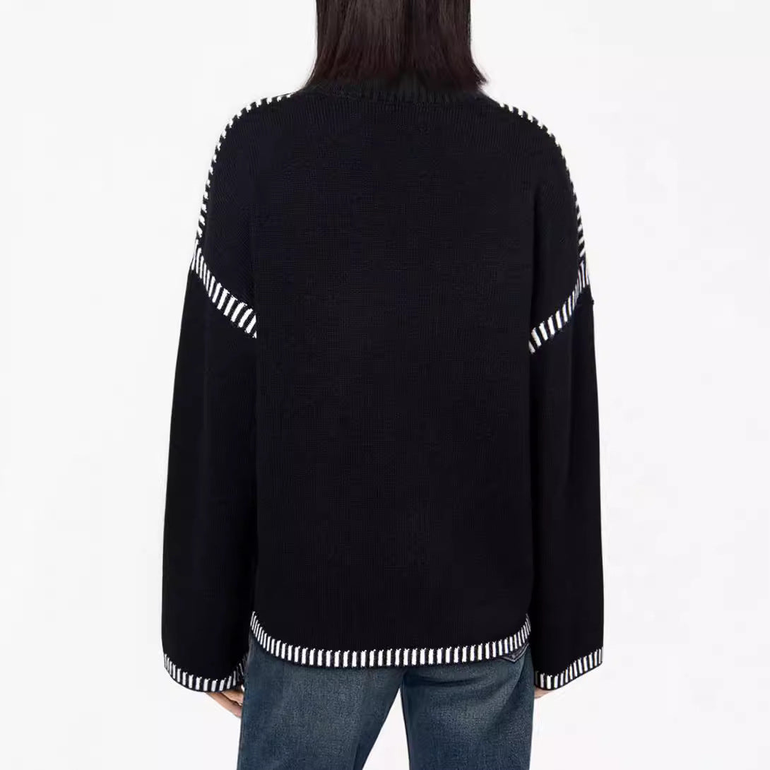 Solid Round Neck Pullover Sweater Autumn And Winter Loose Long Sleeve Tops For Women Clothing