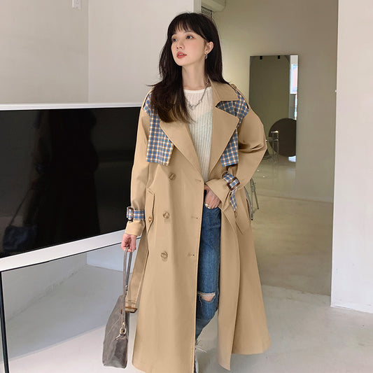 Women Plaid Stitching Popular Coat Jacket