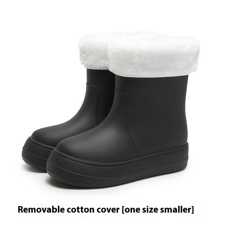 Women's Flat Mid-calf Rain Boots Non-slip Rubber Shoes