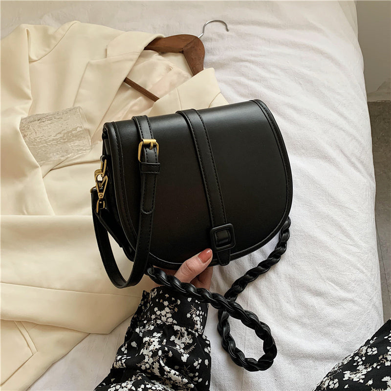 Spring and Summer New Solid Color Flip Saddle Bag High-quality PU Leather Women's Designer Handbag Shoulder Messenger Bag Purses