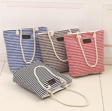 Casual Ladies Shoulder Stripe Tote Summer Beach Bag Shopping Big Girl Large Female Travel Woman Handbags Bohemian Bag