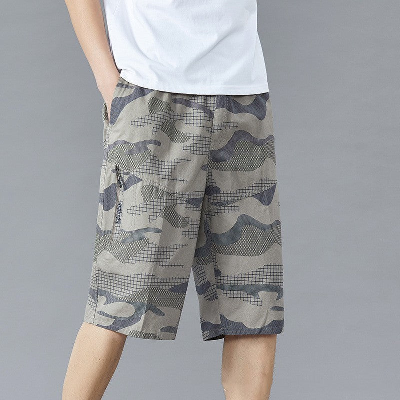 Summer Thin Loose Cotton Camouflage Shorts