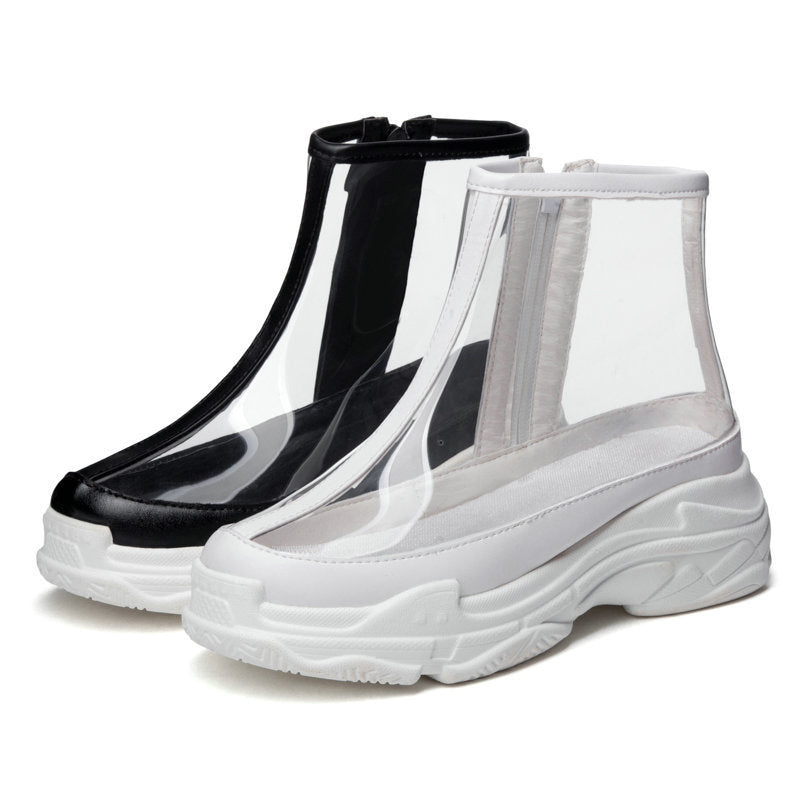 Transparent short boots Martin boots hip hop women's shoes small size