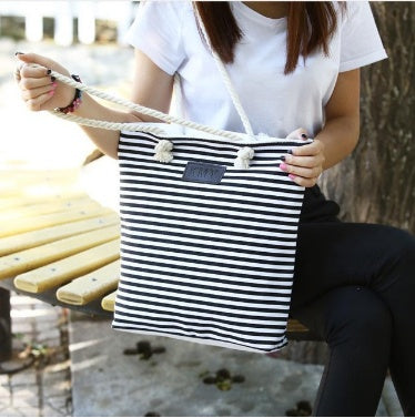 Casual Ladies Shoulder Stripe Tote Summer Beach Bag Shopping Big Girl Large Female Travel Woman Handbags Bohemian Bag