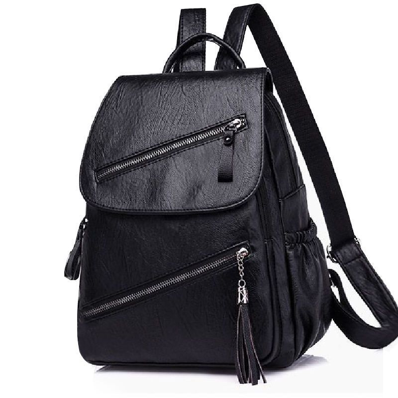 Women's Korean-style Fashionable Pu Soft Leather Casual Backpack