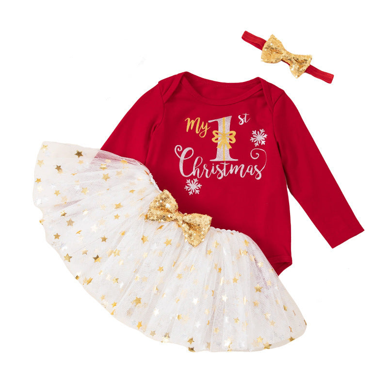 European And American Christmas Baby Suit Baby Autumn Clothing Long-sleeve Jumpsuit