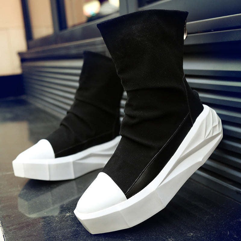 Platform high-waist zipper canvas boots