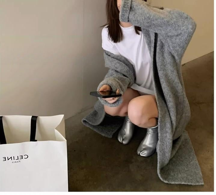 Super Long Soft Glutinous Hooded Sweater Coat Women