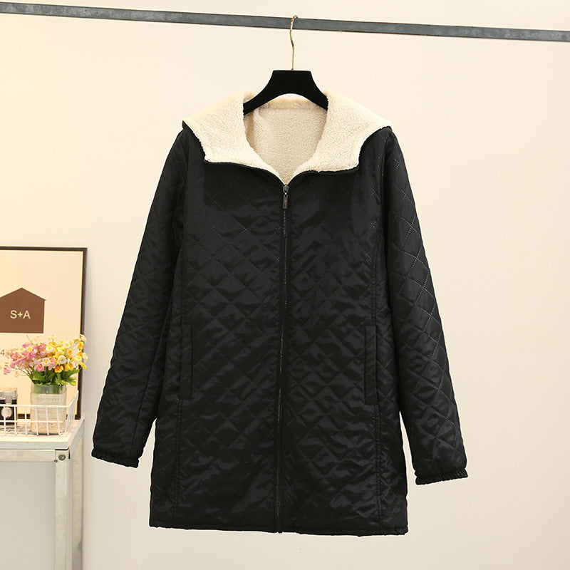 Winter Korean Style Thin Hood Long Sleeve Cotton Clothes Coat For Women