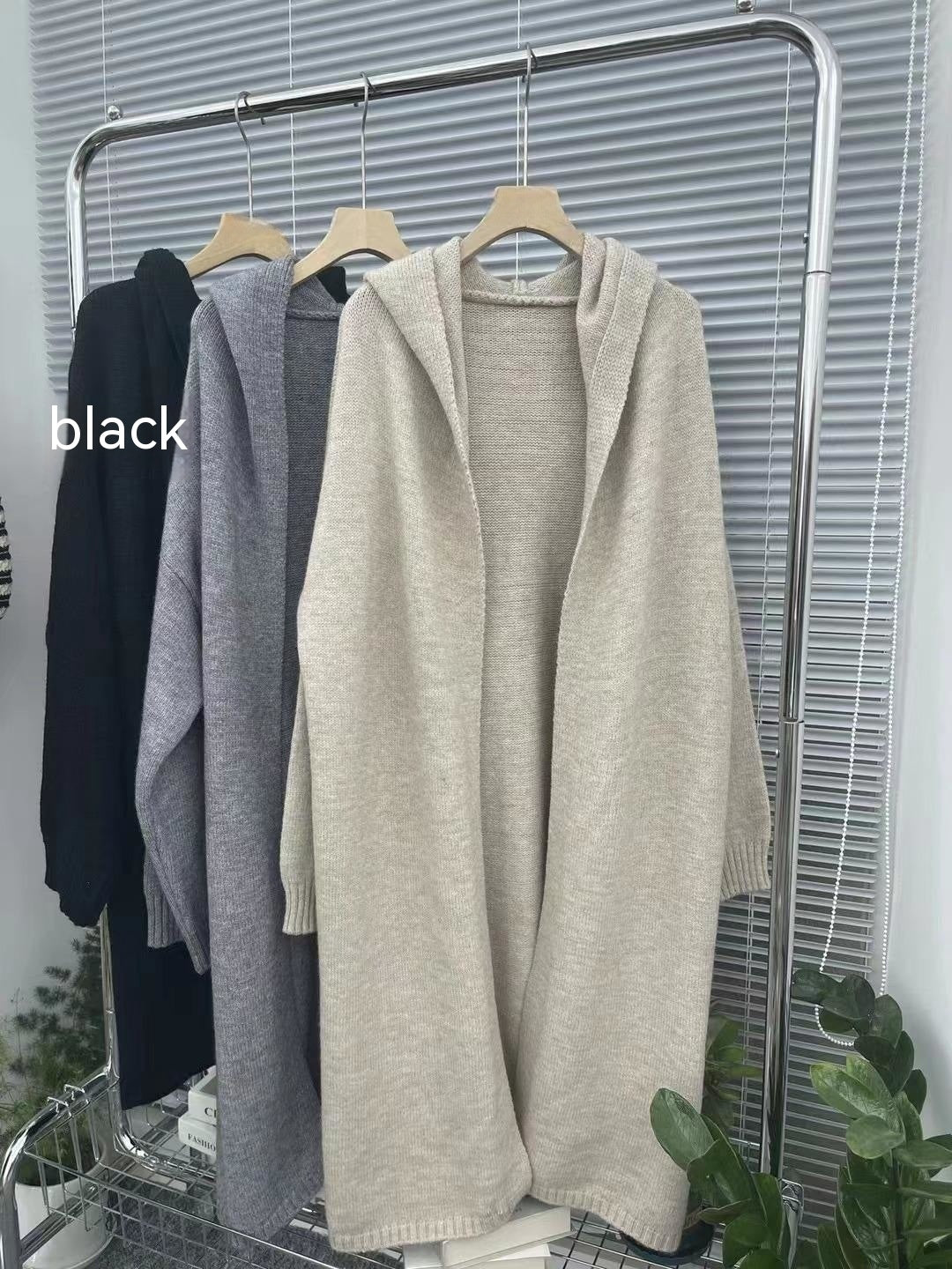 Super Long Soft Glutinous Hooded Sweater Coat Women