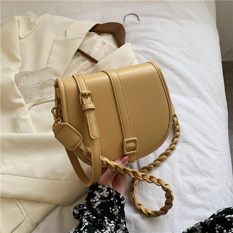 Spring and Summer New Solid Color Flip Saddle Bag High-quality PU Leather Women's Designer Handbag Shoulder Messenger Bag Purses