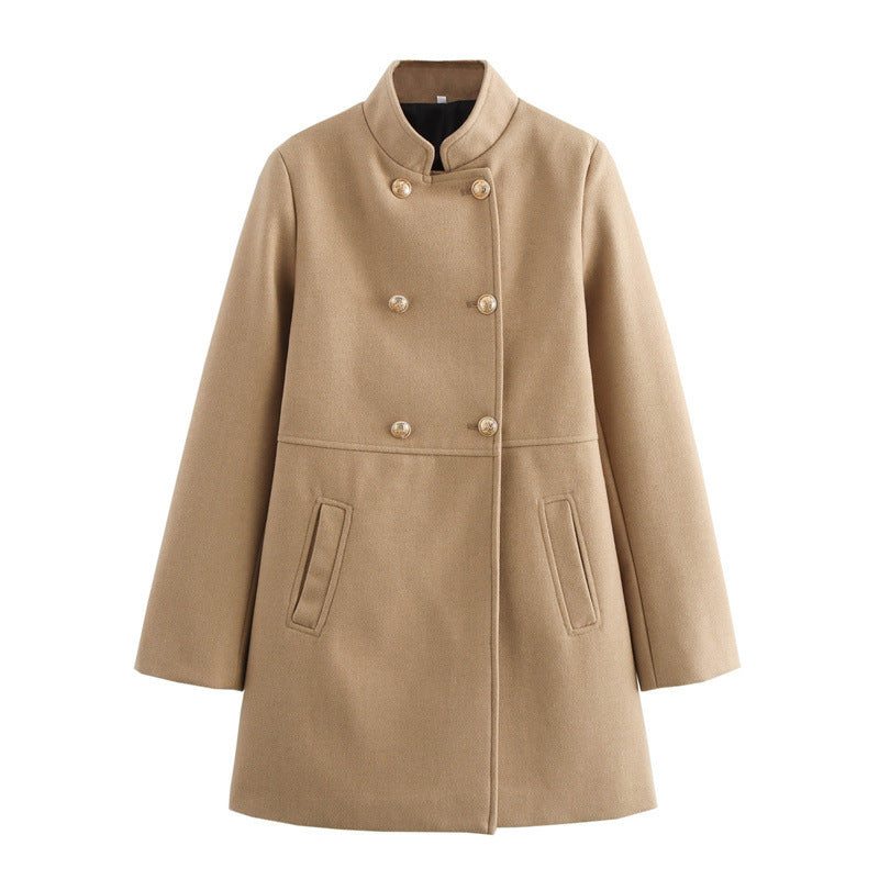 Fashion Blended Double Breasted Coat Coat For Women