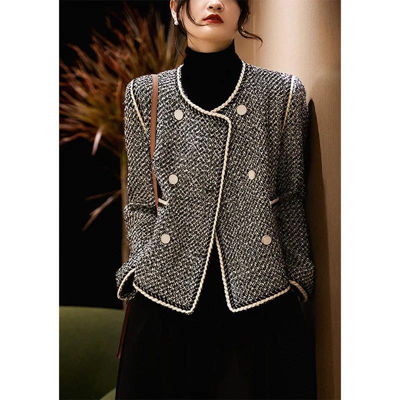 Double Breasted Temperament Western Style Autumn Clothing Coat Women