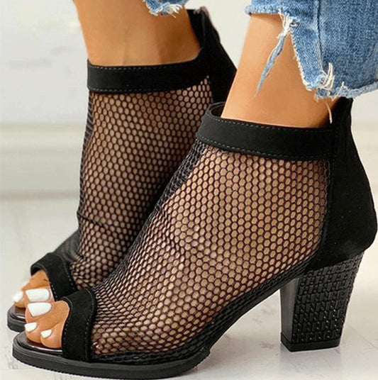 Mesh zipper cool boots woman