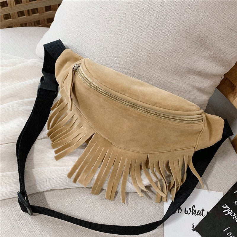 Cashmere Fabric Shoulder Bag Straddling Woman