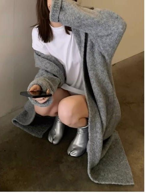 Super Long Soft Glutinous Hooded Sweater Coat Women