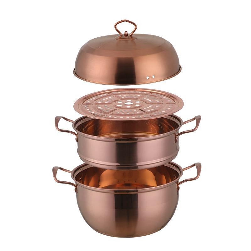 Stainless Steel Multi-layer Color Cooking Soup Dual-purpose Pot