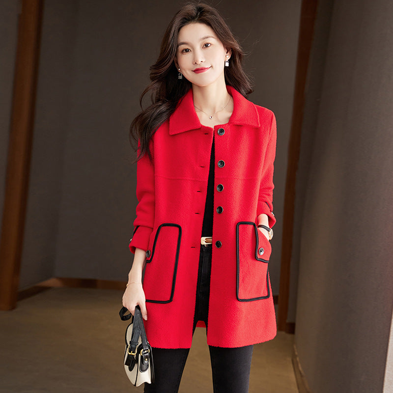 Autumn And Winter Plus Size Women's Woolen Coat