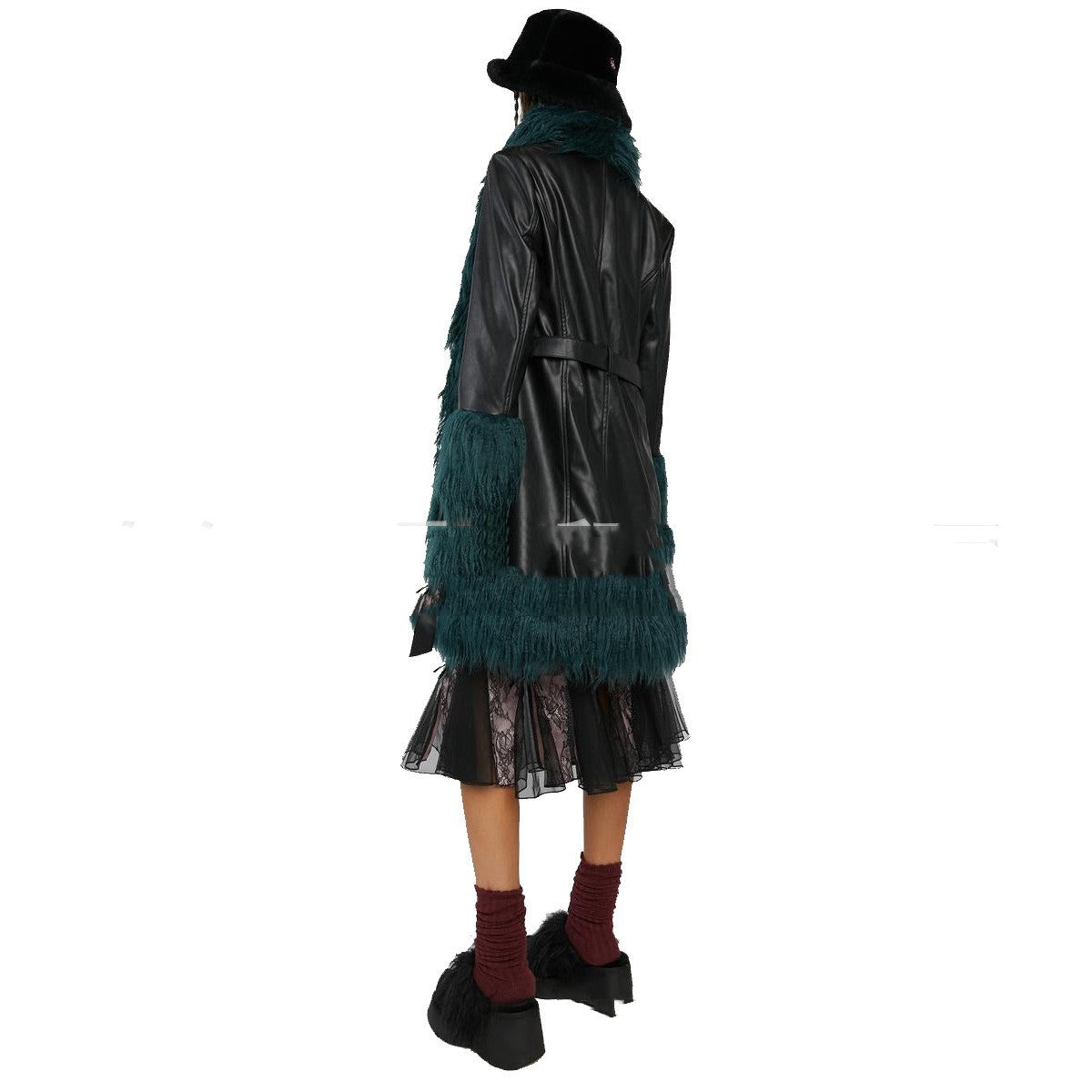 One-piece Mid-length Women Leather Fur Coat Women