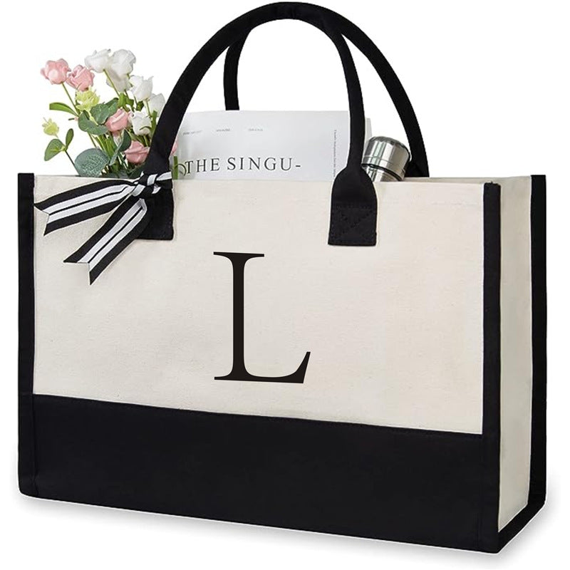 Women's Letter Canvas Tote Bag