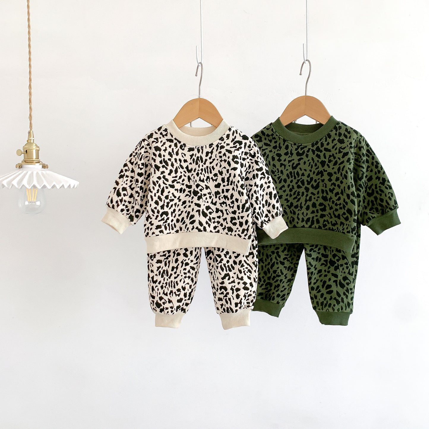 Clothes For Babies Cute Fashionable Leopard Print Sweater Pure Cotton Long Sleeve Suit