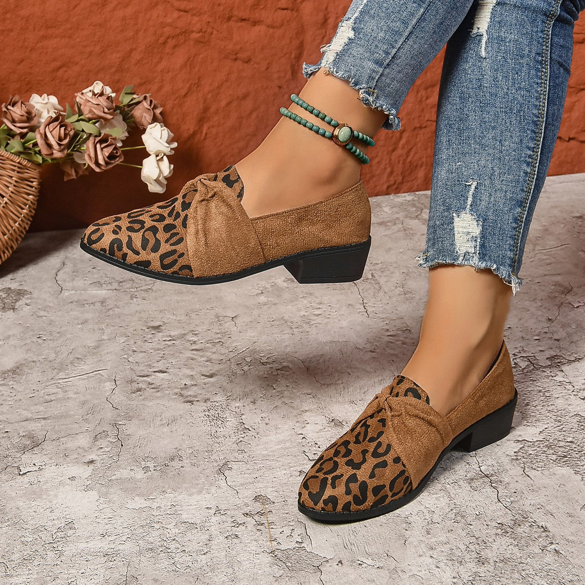 Women's Slip-on Leopard Print Casual Suede Slip-on Shoes