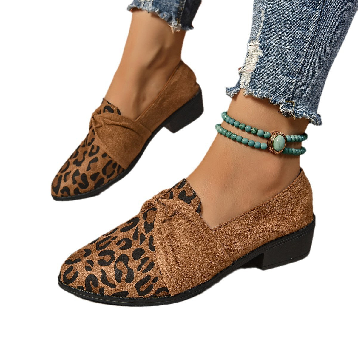 Women's Slip-on Leopard Print Casual Suede Slip-on Shoes