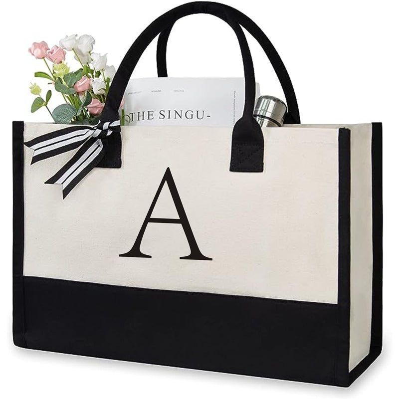 Women's Letter Canvas Tote Bag