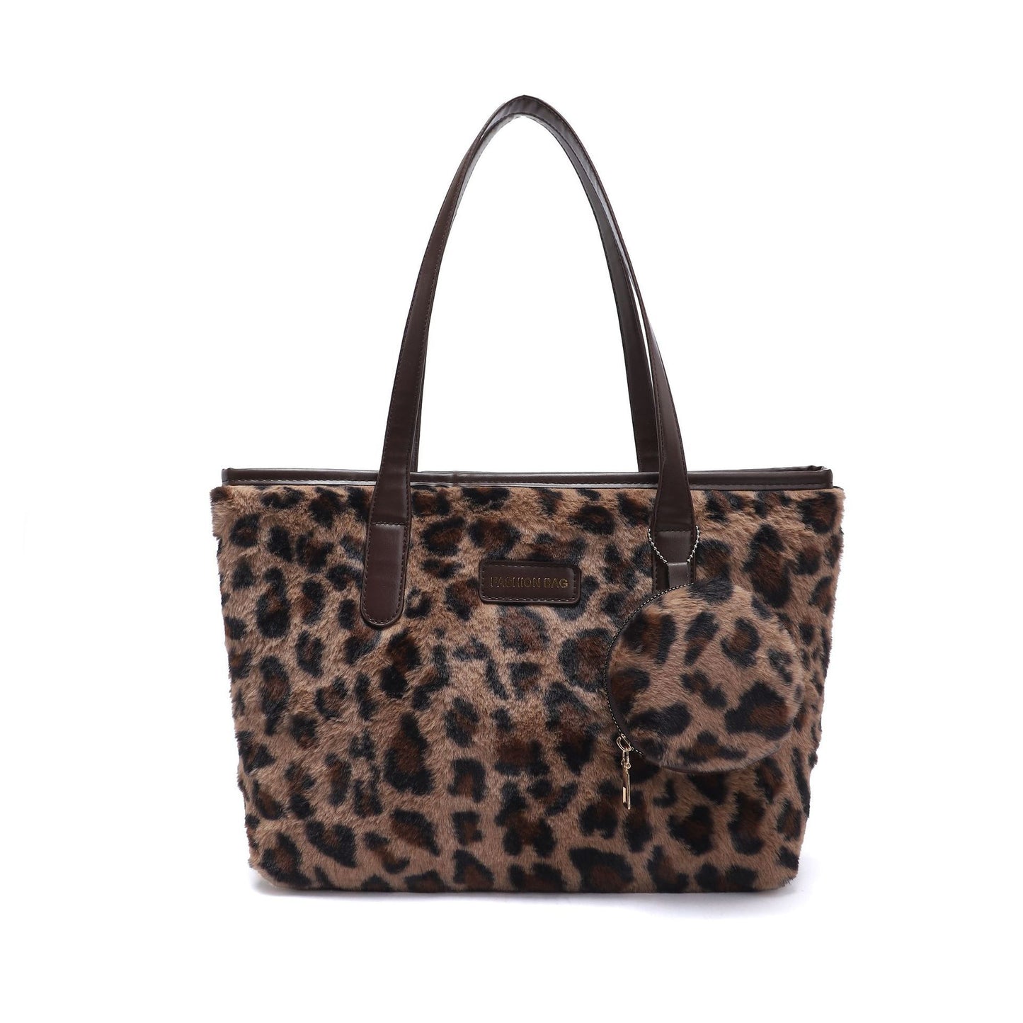 Fashionable Furry Western Style Leopard Print Casual Texture Underarm Handbag