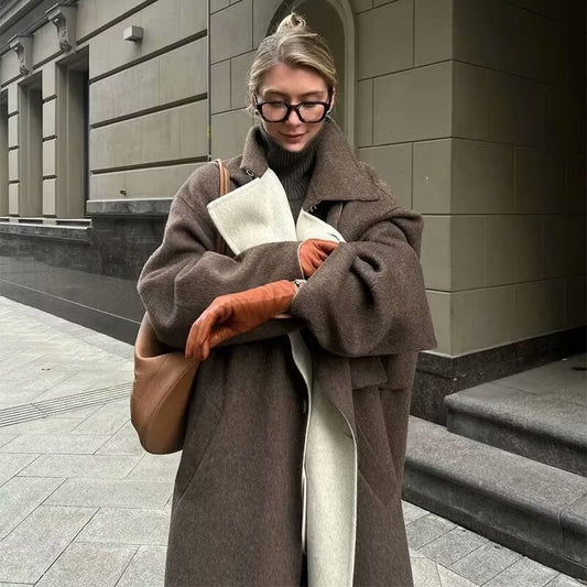 Long Style Temperament Woolen Coat Women