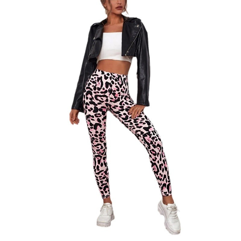 Leopard Print Print Yoga Pants Fitness Sports Tights Outer Wear