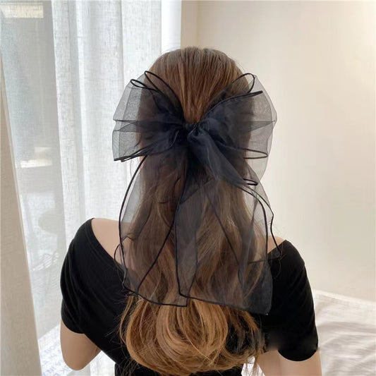 Yarn Women's Fabric Mesh Bow Top Hair Clip Lace