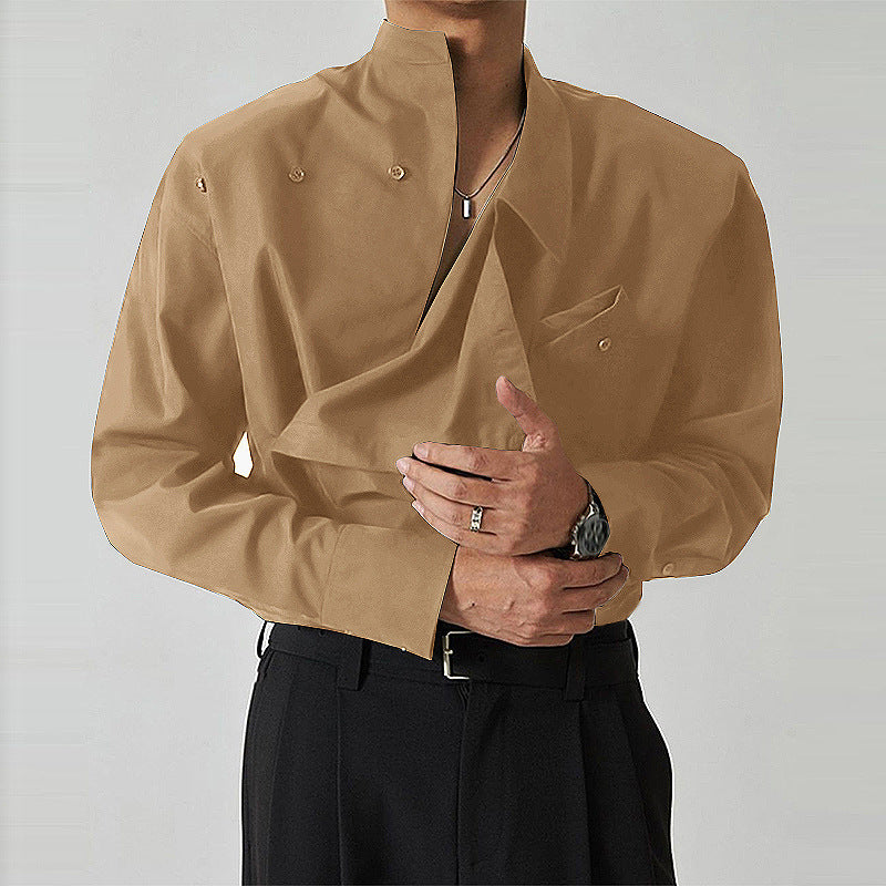 Irregular Lapel Shirt French Men's Clothing