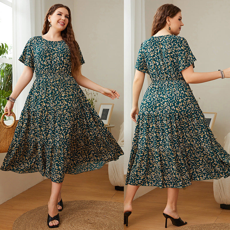 Summer Plus Size Women Floral Printed Dresses