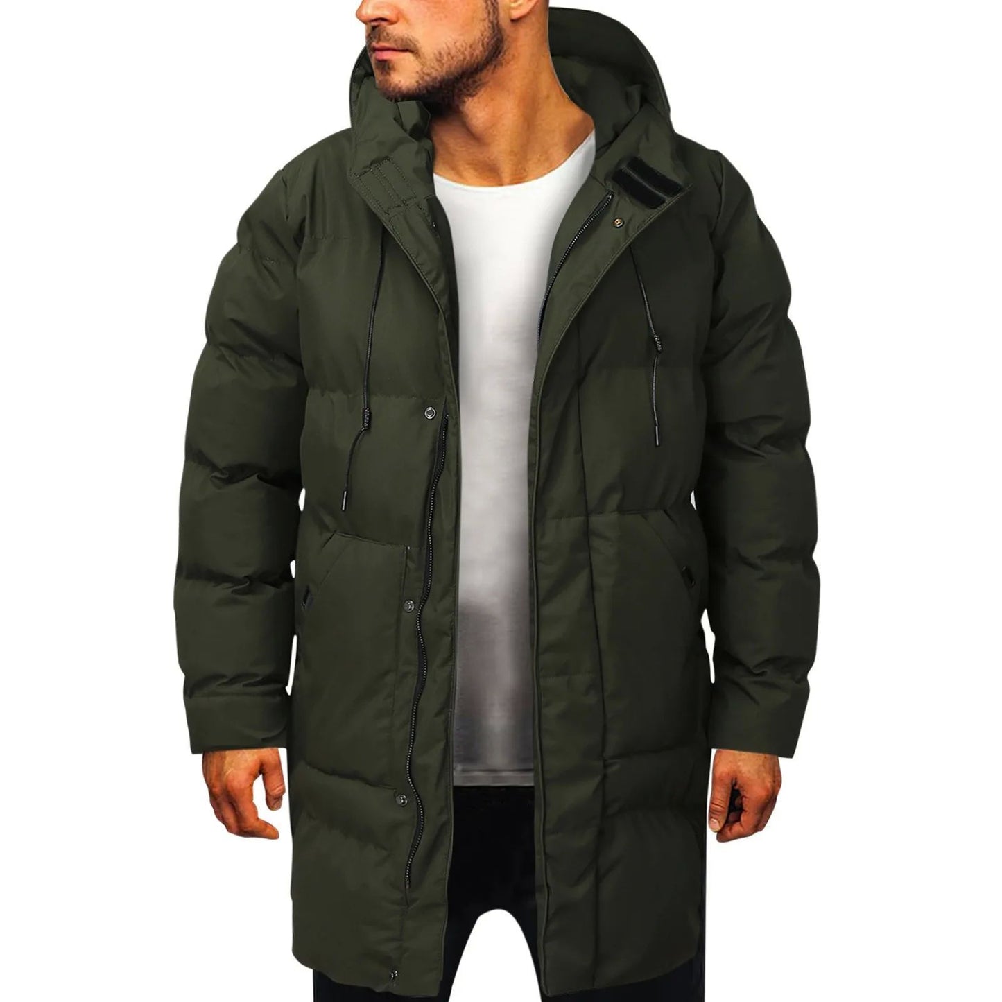 Casual Warm Hooded Long Snow Wear Jacket Coat Men Outwear