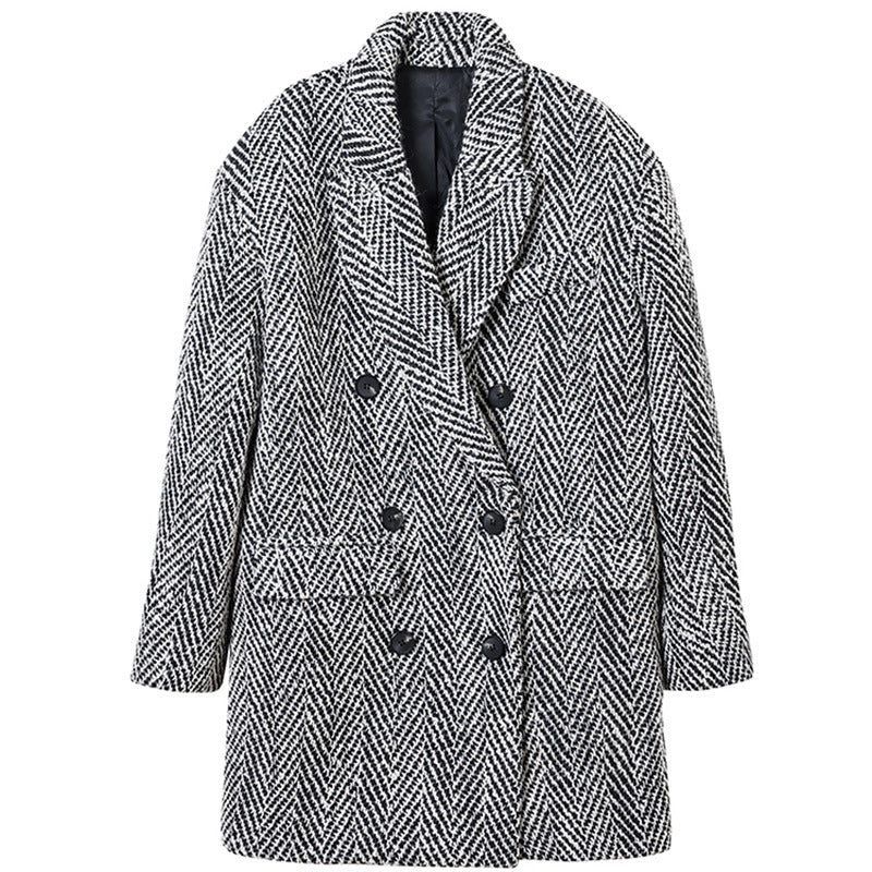 Temperament Small Suit Collar Woolen Coat Women