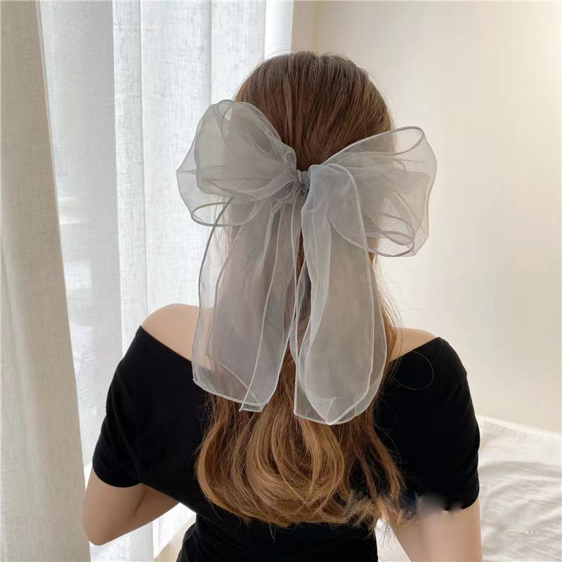 Yarn Women's Fabric Mesh Bow Top Hair Clip Lace