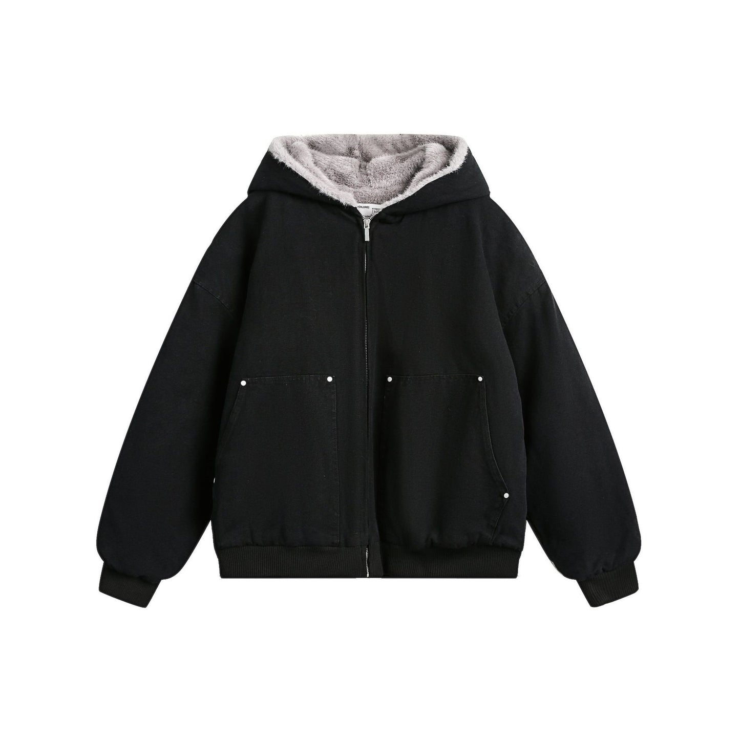 Inner Coat Retro Fur Collar Hood Cotton-padded Coat For Men And Women