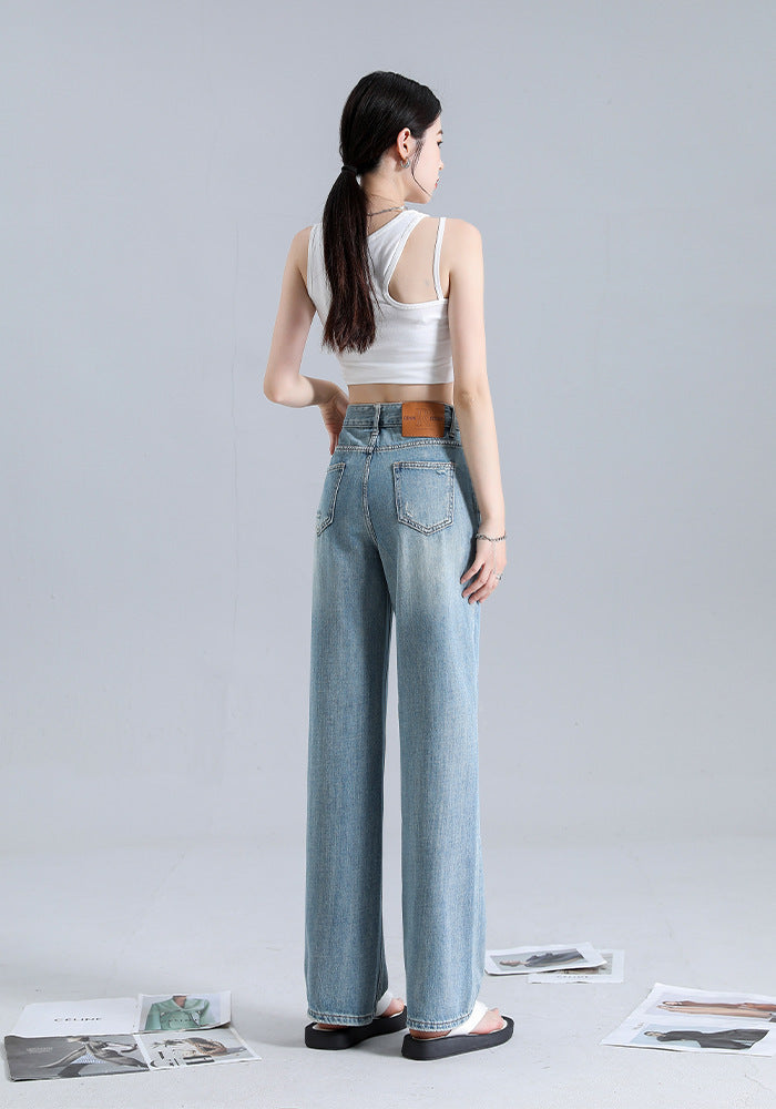 Fashionable Irregular Straight Jeans For Women