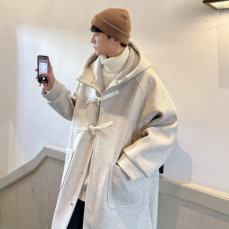 Autumn Winter Japanese Hoodie Woolen Trench Coat