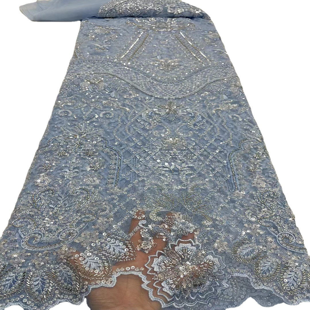 Embroidery Heavy Industry Beaded Tulle Lace Fabric