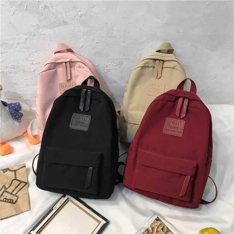 Solid Backpack For Men And Women Korean Version Junior High School Students Schoolbag Outdoor Large Capacity Travel Bags